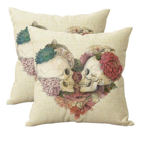 Skull Decorative Square Pillow Covers, Set of 2 18x 18 Inch