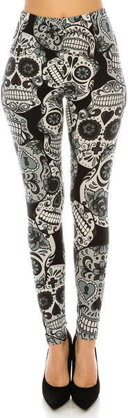 Skull Pattern Ultra Soft Elastic High Waisted Leggings