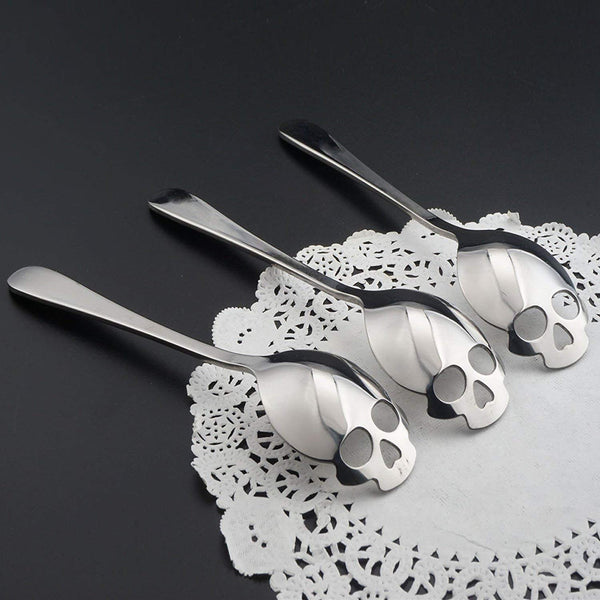 Set of 6 Stainless Steel Skull Spoon