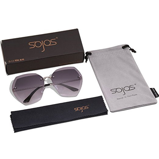 Oversized Rimless Sunglasses for Women Diamond Cut