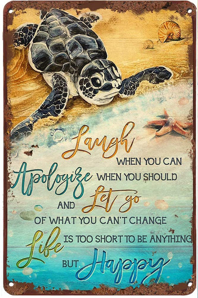 Creative Sea Turtle Metal Tin Sign Wall Decor 12 X 8
