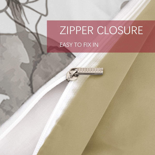 Modern Flower Skull Gray and Black Duvet Cover Set