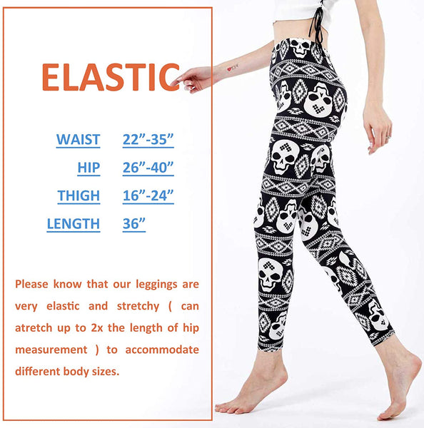 Skull Ultra Soft Elastic High Waisted Leggings