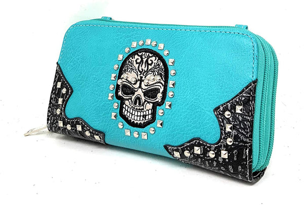 Sugar Skull Handbag Purse Wallet Set