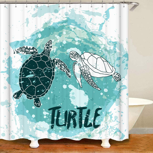 Nautical Beach Sea Turtle Shower Curtain with Hooks,72 x 72 Inch