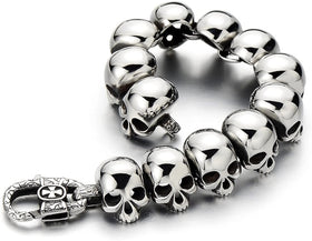 Men Stainless Steel Large Skull Link Bracelet