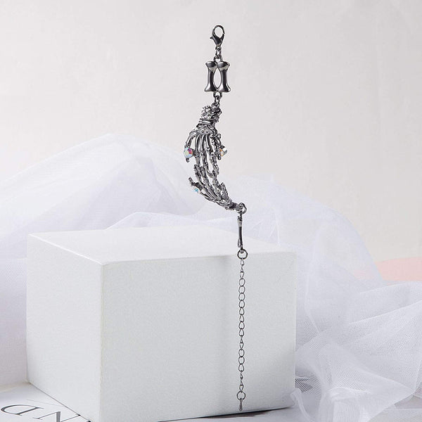 Gothic Skull Skeleton Adjustable Choker Necklace Earrings Bracelets Set