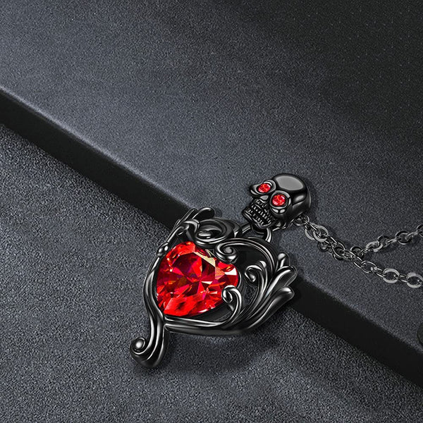 Gothic Skull Punk Heart Pendant Necklace