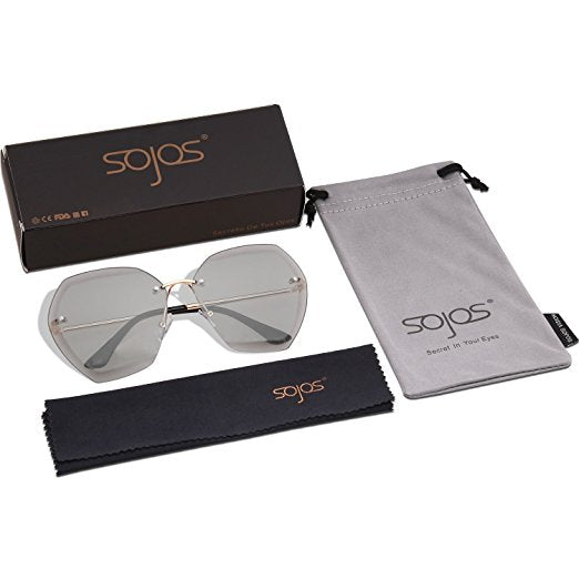 Oversized Rimless Sunglasses for Women Diamond Cut