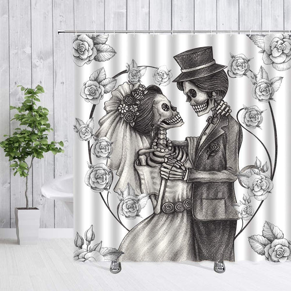 Skeleton Bride and Groom Shower Curtain