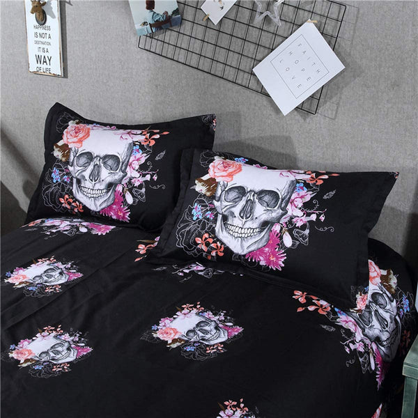 Skull Floral Bedding Duvet Cover Set