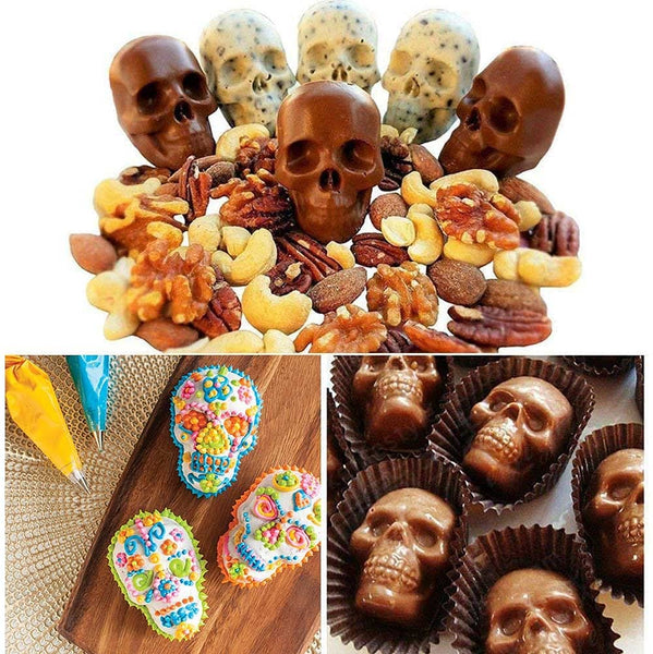 Pack of 2 BPA Free Flexible Silicone Skull Ice Mold Trays