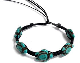 Turtle Turquoise Color Hemp Bracelet - Hawaiian Sea Turtle Bracelet - Turtles Hemp Bracelet