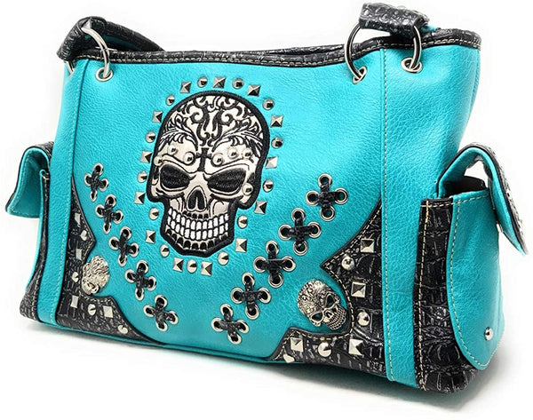 Sugar Skull Handbag Purse Wallet Set