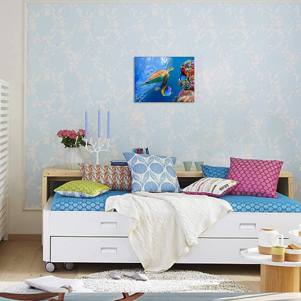 Sea Turtle Wall Art 12x16 Inch Ready to Hang