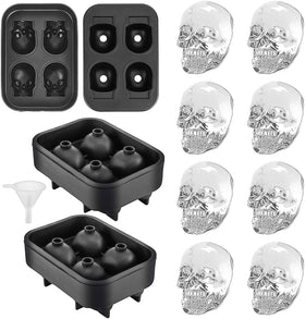 Pack of 2 BPA Free Flexible Silicone Skull Ice Mold Trays