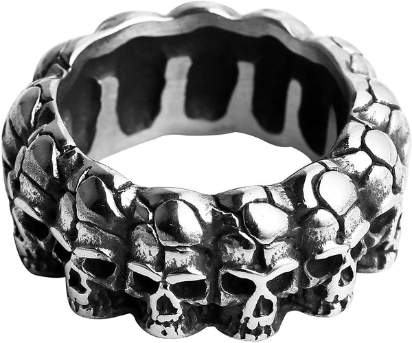 Men Gothic Stainless Steel Skull Head Ring