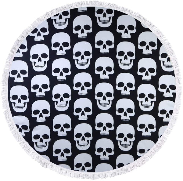 Microfiber Skull Round Yoga Beach Towel