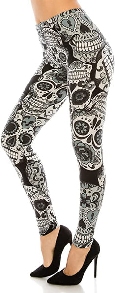 Skull Pattern Ultra Soft Elastic High Waisted Leggings