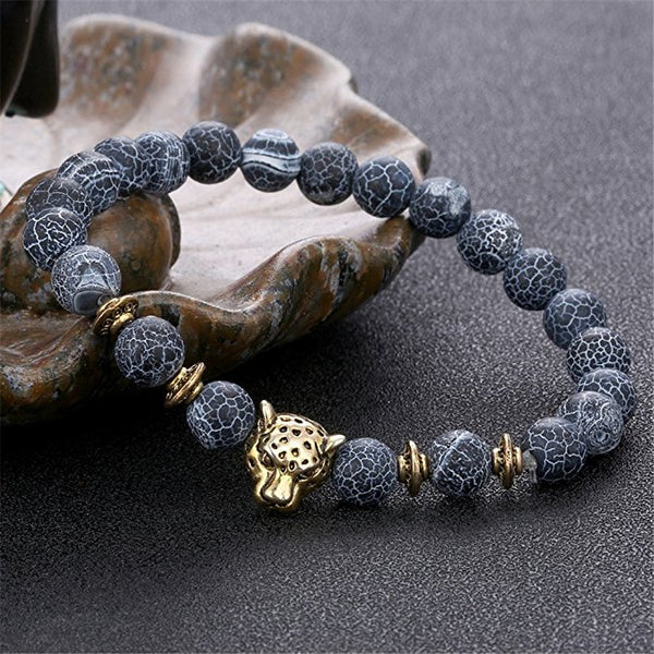 8MM Elastic Lava Rock Stone Bead Bracelet Set - Unisex