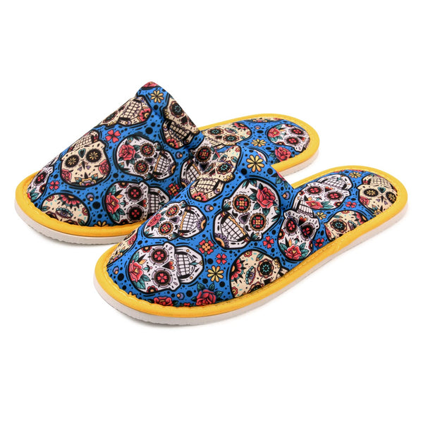 Women Sugar Skull Home Slippers Size 7 to 8