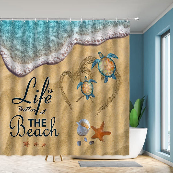 Ocean Beach Sea Turtle Shower Curtain