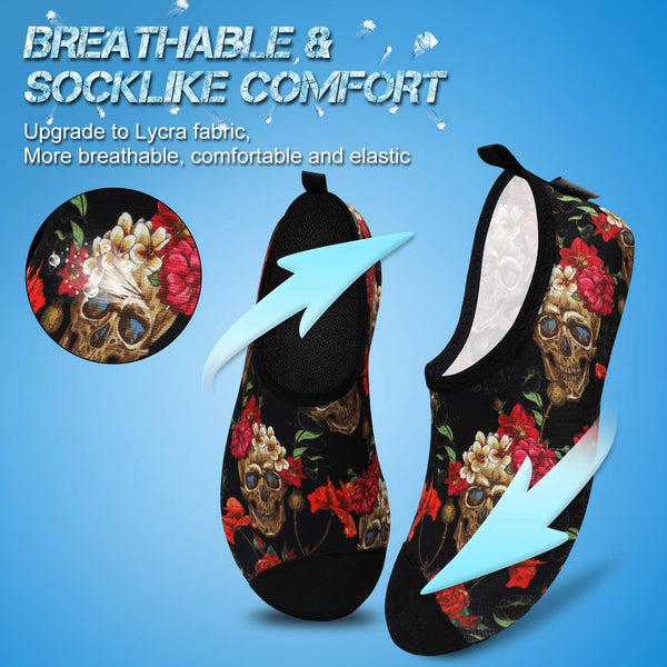 Women Skull Flower Water Barefoot Shoe