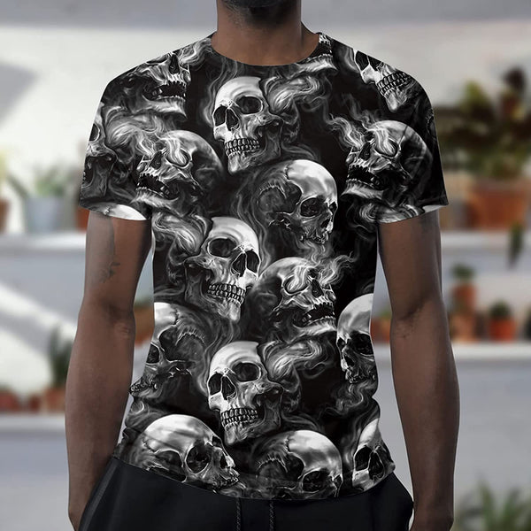 Skull Smoke Graphic Fashion T-Shirt