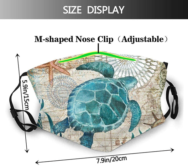 Sea Turtle Face Cover Protection with Filter Pocket