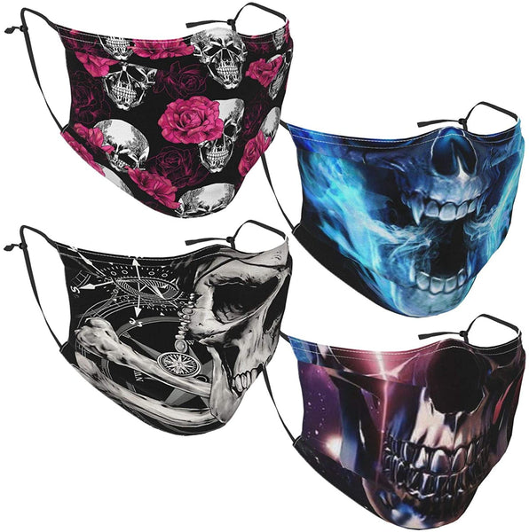 4pcs Skull Filter Pocket Face Mask With 8 Filters