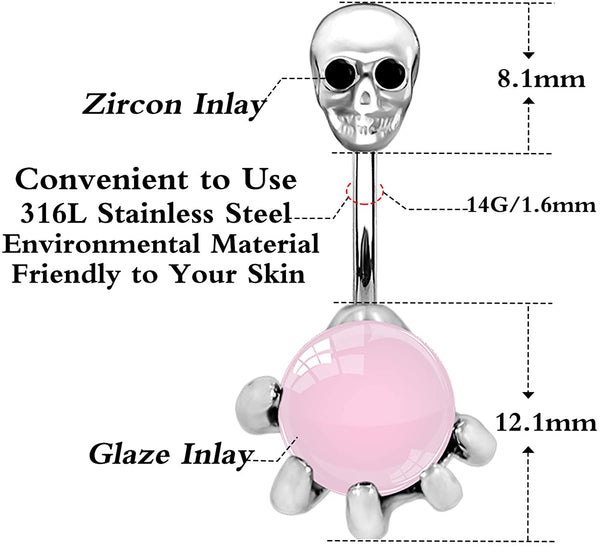 Surgical Steel Skull Navel Belly Button Ring