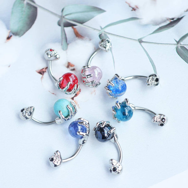 Surgical Steel Skull Navel Belly Button Ring