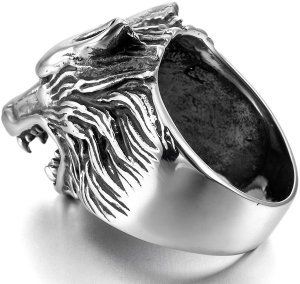 Men Wolf Head Ring