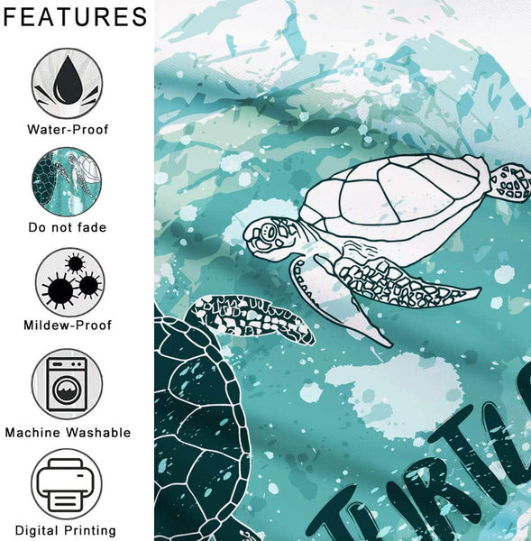 Nautical Beach Sea Turtle Shower Curtain with Hooks,72 x 72 Inch