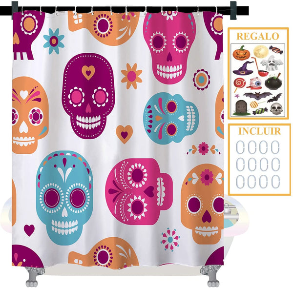 Sugar Skull Shower Curtain, 72x72 Inches
