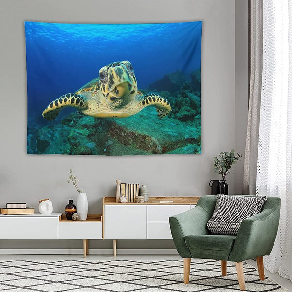 Decorative Sea Turtle Wall Tapestry, 50x60 Inches