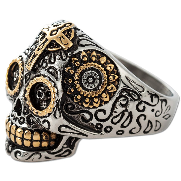 Vintage Gothic Cross Skull Ring