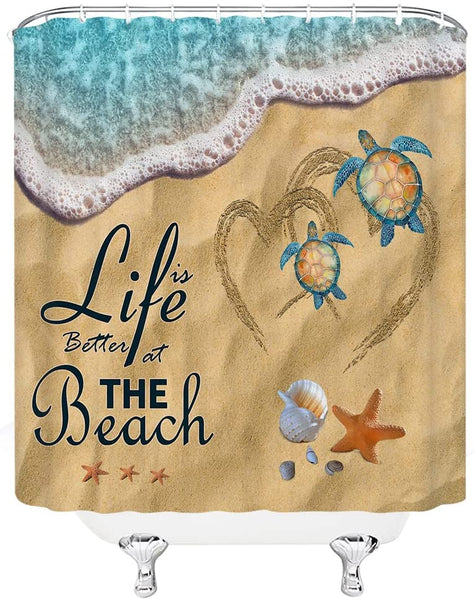 Ocean Beach Sea Turtle Shower Curtain