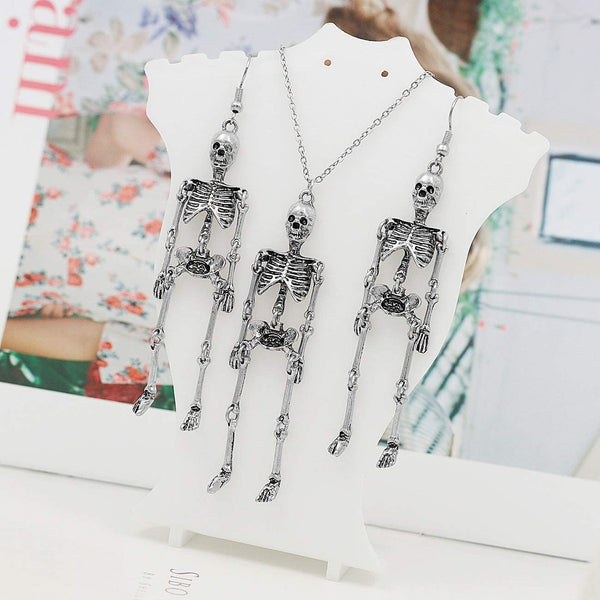 Skeleton Necklace Earrings Set for Women