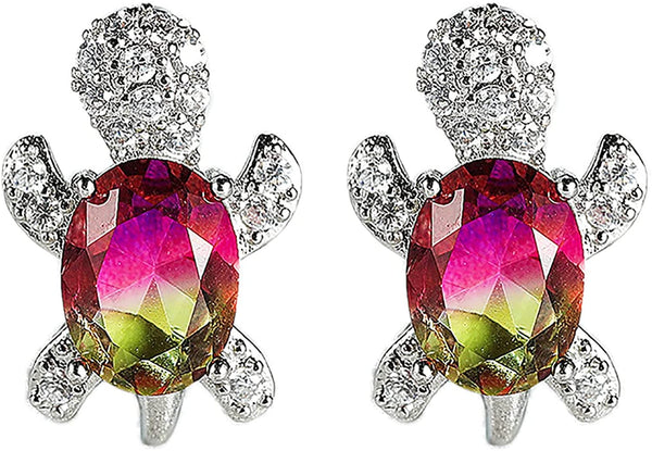 Rhinestone Sea Turtle Stud Earrings