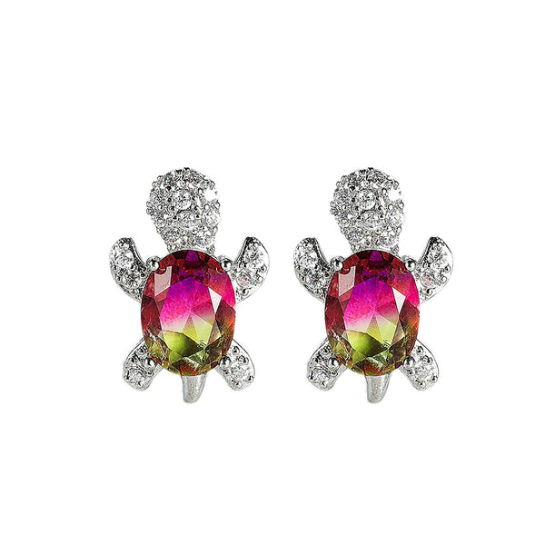 Rhinestone Sea Turtle Stud Earrings