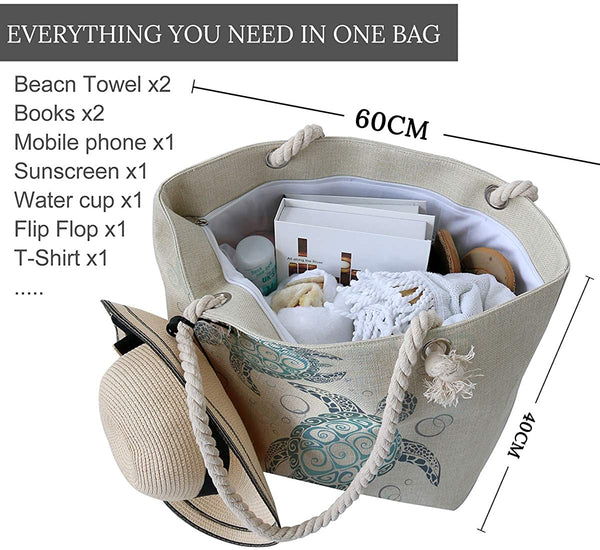 Large Sea Turtle Canvas Tote Bag