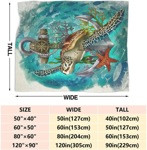 Sea Turtle Fleece Throw Blanket Home Decor 80"X60" Large