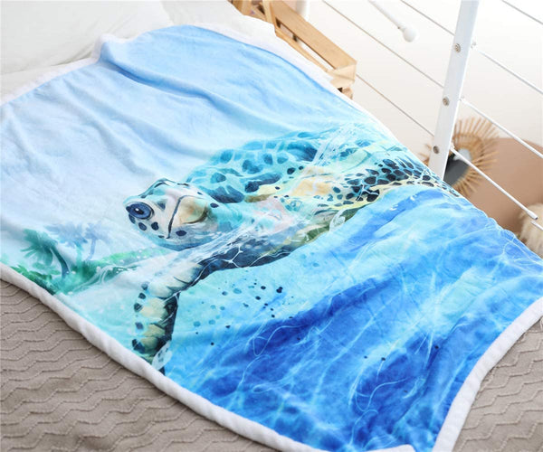 Sea Turtle Blanket Throw Sherpa Blanket (50" x 60")