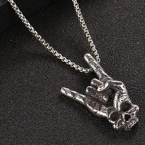 Gothic Skull Hand Style Statement Necklace