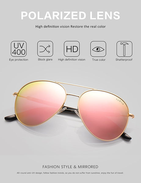 Aviator Polarized Sunglasses For Women with Case - UV 400 Protection 60MM