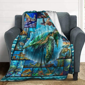 Sea Turtle Fleece Blanket Throw 60"X80"for Adult