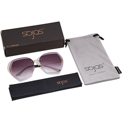 Oversized Rimless Sunglasses for Women Diamond Cut