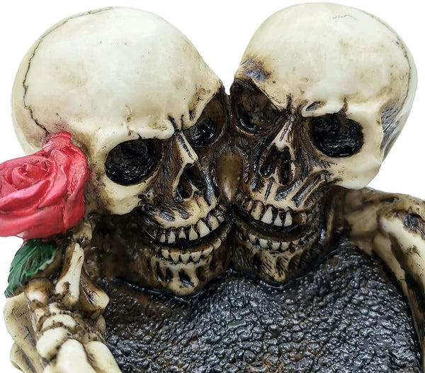 Skeleton Skull Rose Lover Never Die Resin Ash Tray