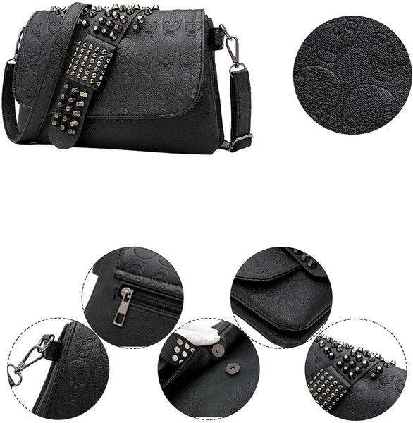 Gothic Skull Rivet Cross Body Bag